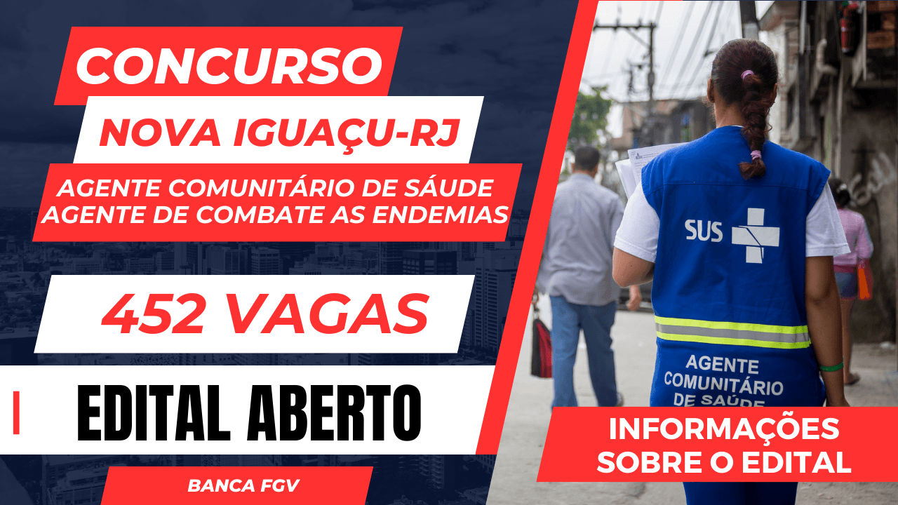 Concurso Nova Iguaçu/RJ Saúde 2025: 452 vagas para ACS, ACE e nível ...